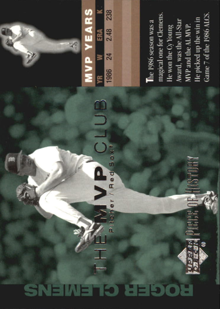 2002 UD Piece of History MVP Club #M12 Roger Clemens