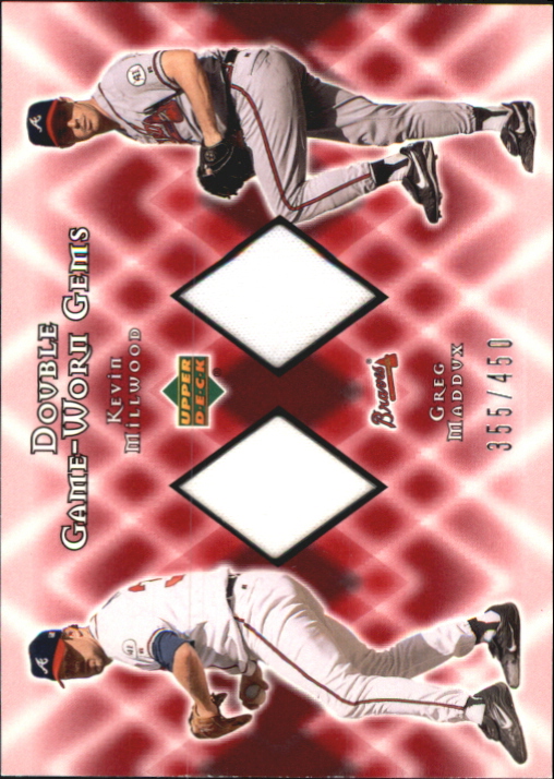 2002 Upper Deck Double Game Worn Gems #DGMM Kevin Millwood/Greg Maddux