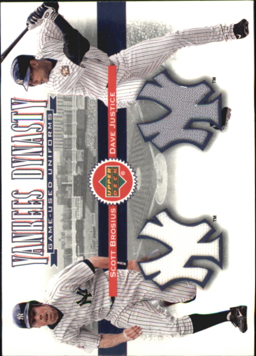 2002 Upper Deck Yankee Dynasty Memorabilia #YJBJ Scott Brosius Jsy/David Justice Jsy