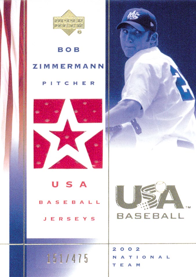 2002 USA Baseball National Team Jerseys #BZ Bob Zimmermann