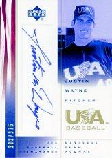 2002 USA Baseball National Team Signatures #JW Justin Wayne