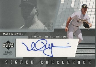 2002 Ultimate Collection Signed Excellence #MM7 Mark McGwire A's Fldg
