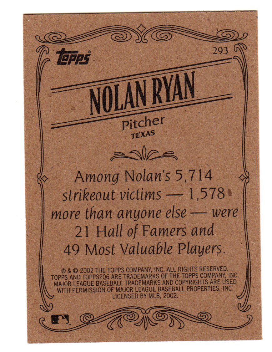 2002 Topps 206 #293B Nolan Ryan Rangers RET back image