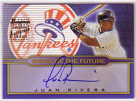 2002 Bowman Draft Signs of the Future #JR Juan Rivera B