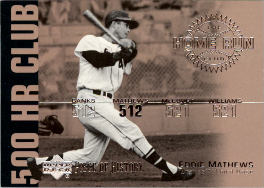 2002 UD Piece of History 500 Home Run Club #HR6 Eddie Mathews