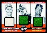2002 Upper Deck Vintage Timeless Teams Game Jersey Combos #OAK Rollie Fingers/Catfish Hunter/Reggie Jackson
