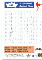 2002 Greats of the Game #44 Gaylord Perry back image