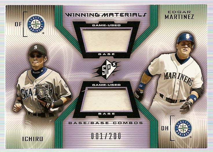2002 SPx Winning Materials 2-Player Base Combos #BIM Ichiro Suzuki/Edgar Martinez