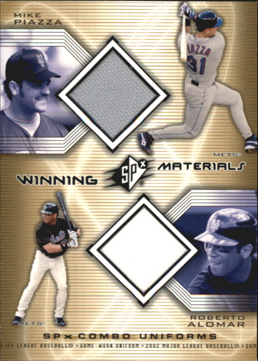 2002 SPx Winning Materials 2-Player Jersey Combos #WMPA Mike Piazza/Roberto Alomar DP