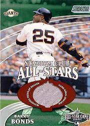 2002 Stadium Club All-Star Relics #SCASBB Barry Bonds Uni G6