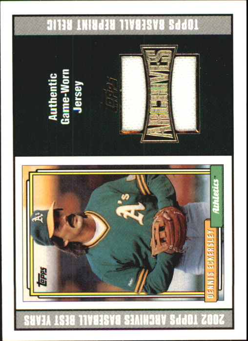 2002 Topps Archives Uniform Relics #TURDE Dennis Eckersley 92