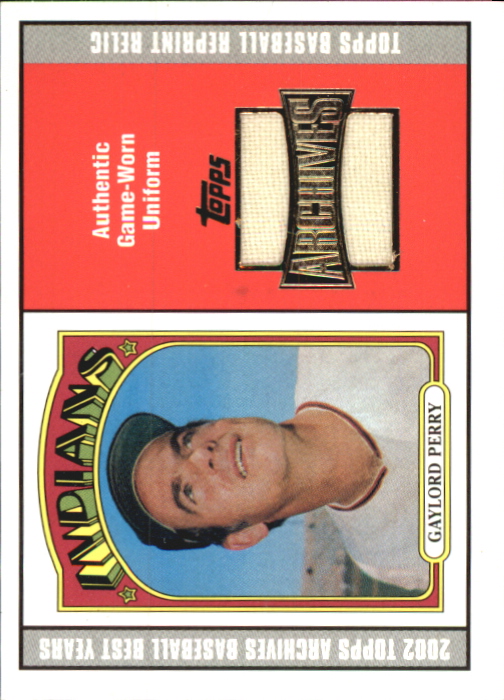 2002 Topps Archives Uniform Relics #TURGP Gaylord Perry 72