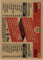 2002 Topps Heritage Then and Now #TN5 R.Ashburn/R.Aurilia back image