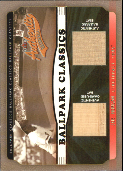 2002 Fleer Authentix Ballpark Classics Memorabilia Gold #JM Joe Morgan Bat/Seat