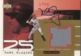2002 Upper Deck Ovation Authentic McGwire Signatures #AMSJ Mark McGwire Jsy