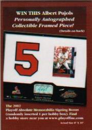 2002 Absolute Memorabilia Signing Bonus Entry Cards #19 Albert Pujols