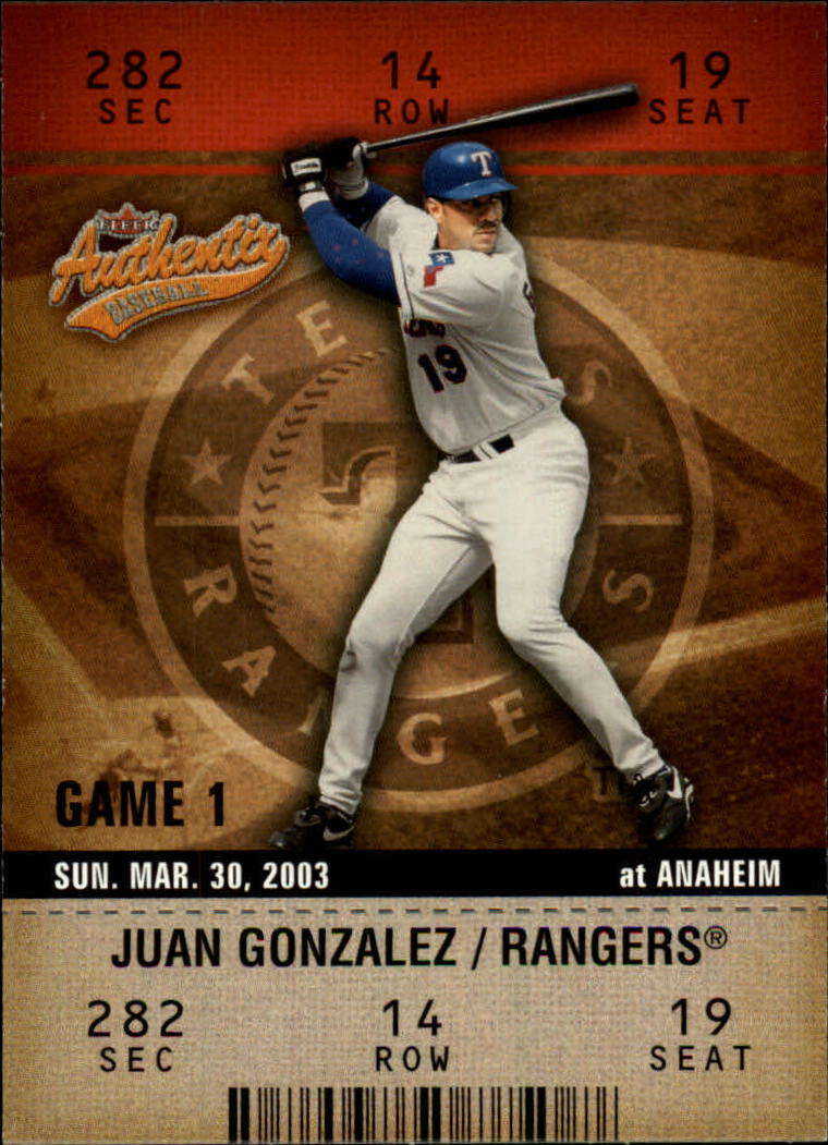 2003 Fleer Authentix #7 Juan Gonzalez