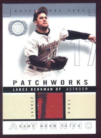 2003 Fleer Patchworks Game-Worn Patch Level 2 Dual #LB Lance Berkman