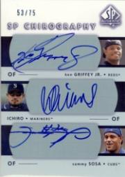 2003 SP Authentic Chirography Triples #GIS Grif/Ichiro/Sosa/75