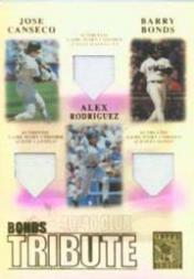 2003 Topps Tribute Contemporary Bonds Tribute 40-40 Club Relics #CBR Jose Canseco Uni/Barry Bonds Uni/Alex Rodriguez Uni