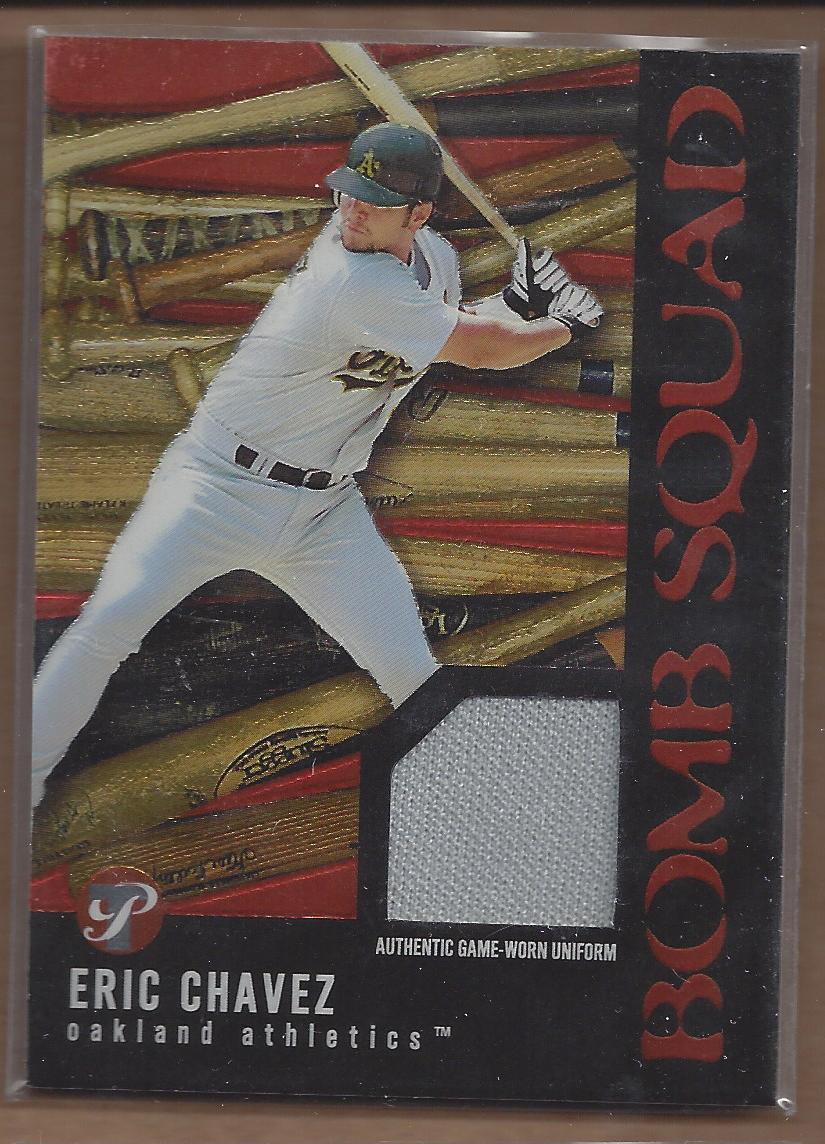 2003 Topps Pristine Bomb Squad Relics #EC1 Eric Chavez Gray Uni A