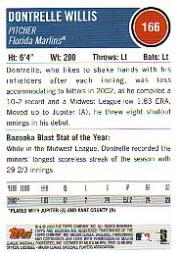 2003 Bazooka #166 Dontrelle Willis back image