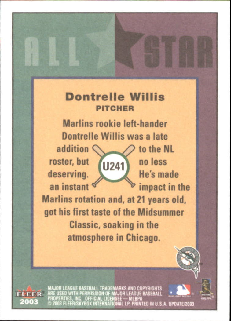 2003 Fleer Tradition Update #241 Dontrelle Willis AS back image