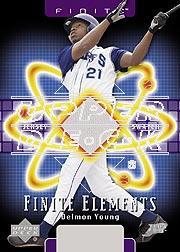 2003 Upper Deck Finite Elements Game Jersey #DY Delmon Young SP/100