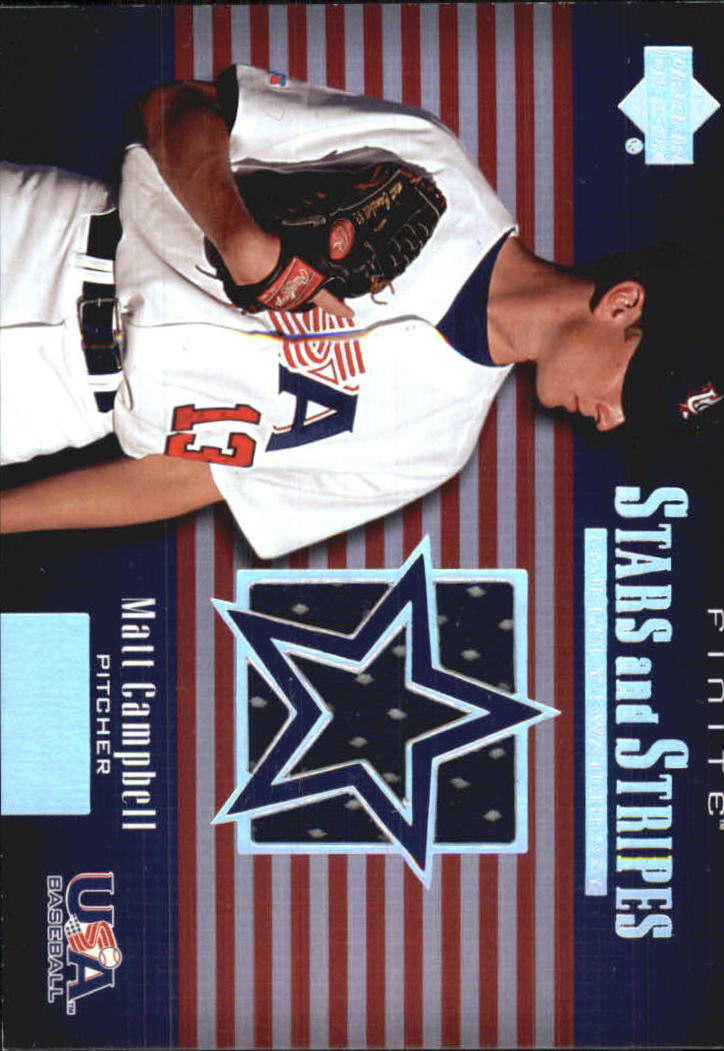 2003 Upper Deck Finite Stars and Stripes Game Jersey #J7 Matt Campbell