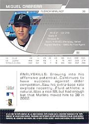 2003 Stadium Club #111H Miguel Cabrera FS back image
