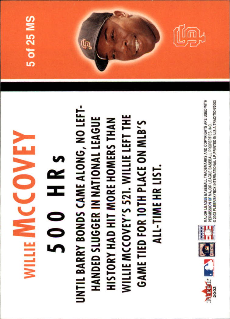 2003 Fleer Tradition Milestones #5 Willie McCovey back image