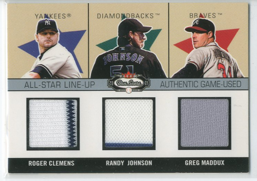 2003 Fleer Box Score All-Star Lineup Game Used #CJM Clemens/R.John/Maddux