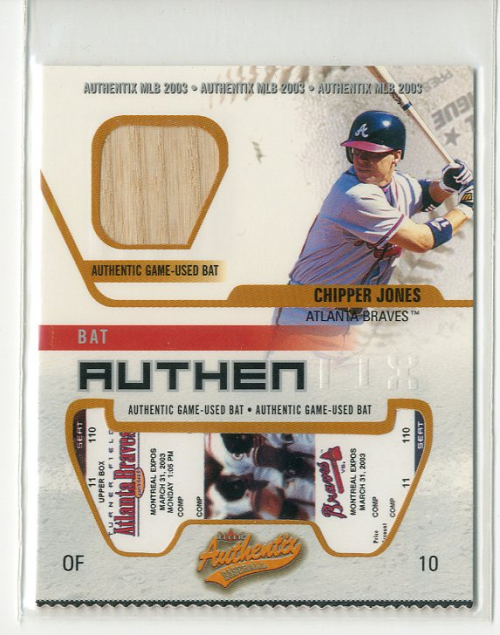 2003 Fleer Authentix Game Bat #CJ Chipper Jones