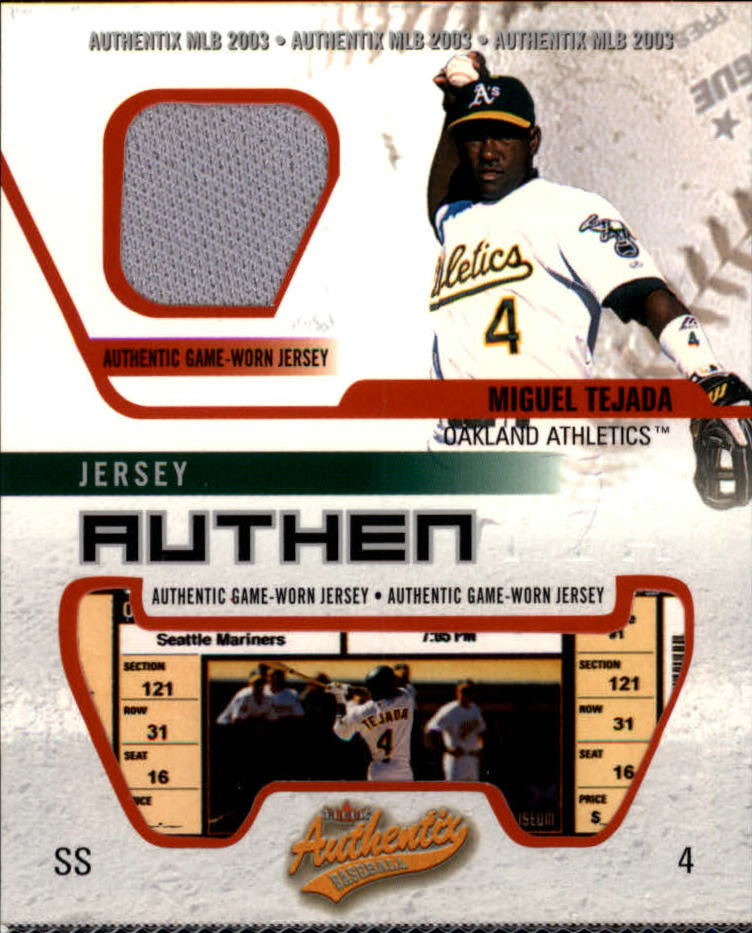 2003 Fleer Authentix Game Jersey #MT Miguel Tejada