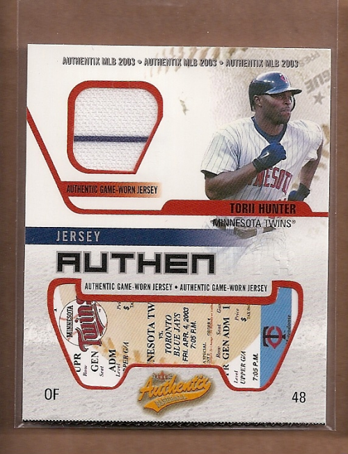 2003 Fleer Authentix Game Jersey #TH Torii Hunter