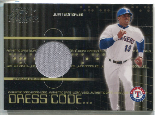2003 Donruss Classics Dress Code #66 Juan Gonzalez Jsy/500
