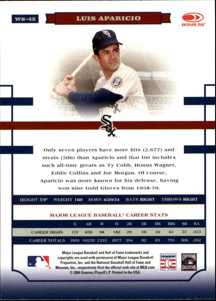 2004 Donruss World Series #45 Luis Aparicio back image