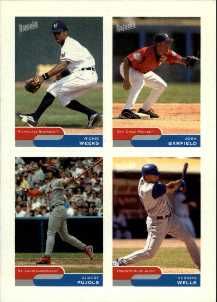 2004 Bazooka 4 on 1 Sticker #8 Weeks/Barfield/Pujols/Wells