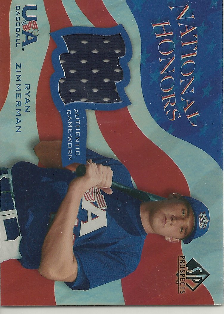 2004 SP Prospects National Honors USA Jersey #RZ Ryan Zimmerman
