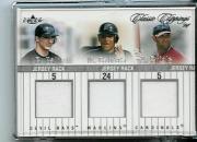2004 Classic Clippings Jersey Rack Triple Silver #BCP Baldelli/Cabrera/Pujols/34