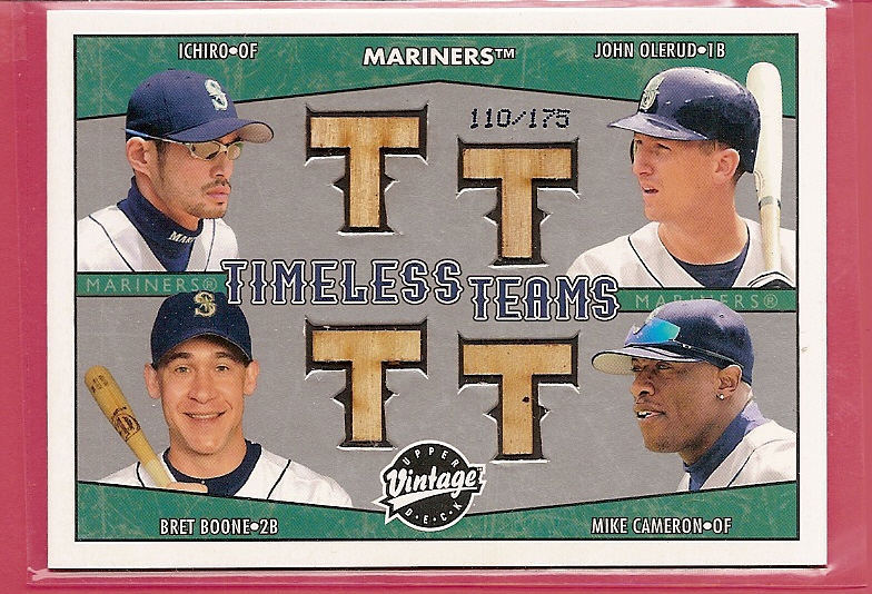 2004 Upper Deck Vintage Timeless Teams Quad Bats #TT9 Ichiro Suzuki/John Olerud/Bret Boone/Mike Cameron