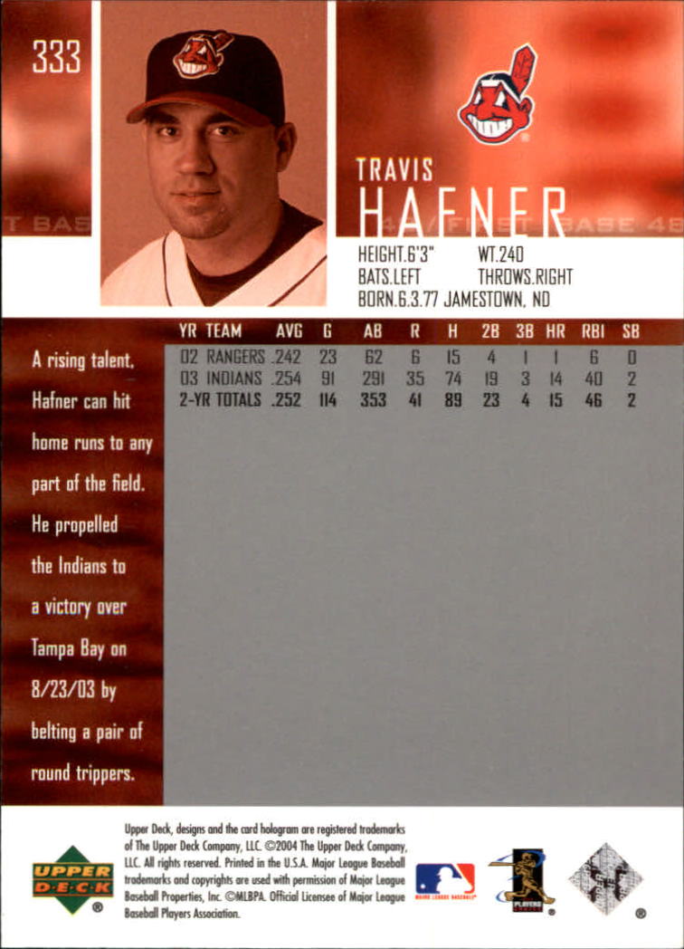 2004 Upper Deck Glossy #333 Travis Hafner back image
