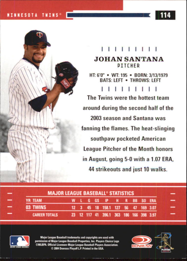 2004 Throwback Threads #114 Johan Santana back image
