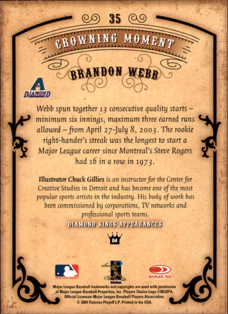 2004 Diamond Kings #35 Brandon Webb back image
