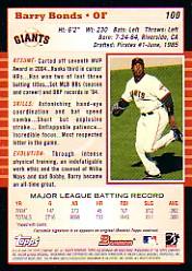 2005 Bowman #100 Barry Bonds back image