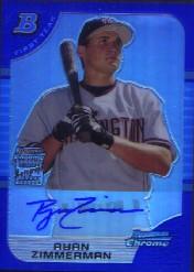 2005 Bowman Chrome Draft Blue Refractors #178 Ryan Zimmerman AU