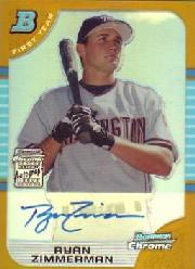 2005 Bowman Chrome Draft Gold Refractors #178 Ryan Zimmerman AU