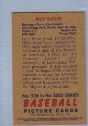 2005 Bowman Heritage Mini #226 Billy Butler back image