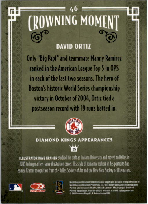 2005 Diamond Kings #46 David Ortiz back image