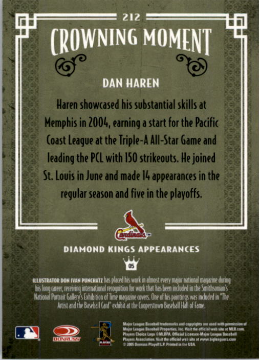 2005 Diamond Kings #212 Dan Haren back image